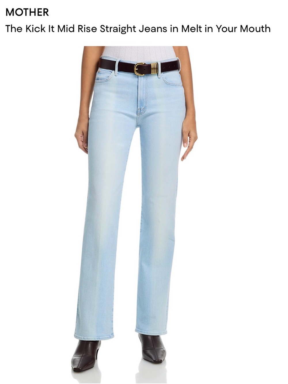 MOTHER Mid-Rise Straight Jeans in Light Blue Wash